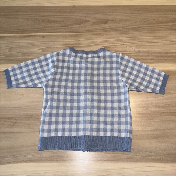 NWOT Storets Checkered Blue and White Gingham Cardigan Small Medium - Picture 2 of 6